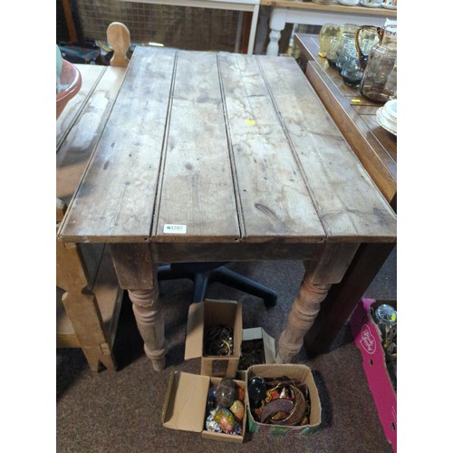 1287 - Small stripped pine table with single drawer to one end L102 x D62 x H74cm