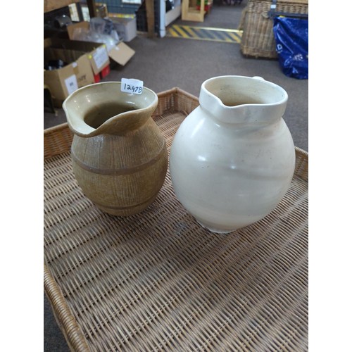 1297B - Two large ceramic jugs, tallest 24cm