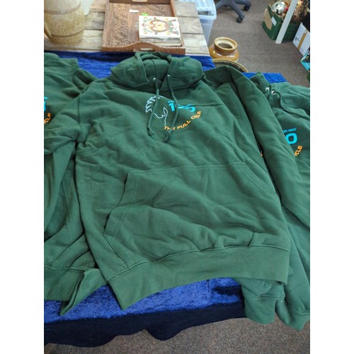 1300 - Six green cotton 'Dartmoor Way' hoodies