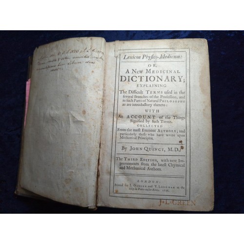 1322 - Quincy's Lexicon or New Medicinal Dictionary, pub. J.Osborn 1726