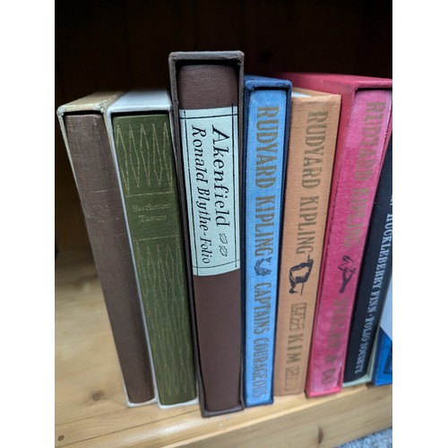 1374 - Nine volumes published by the Folio Society to inc. Rudyard Kipling x 3, Huckleberry Finn, Kidnapped... 