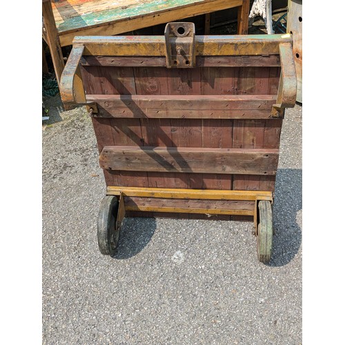 151 - Recycled wood style luggage trolly/low table. W82cm D65cm H26cm