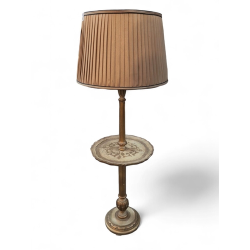 557 - Vintage Italian style gilt lamp, with 2 tier design, with papier mache detail, fluted tapered suppor... 