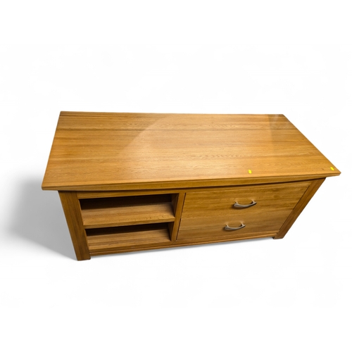 529 - Morden oak TV unit 140cm by 60cm by 60cm