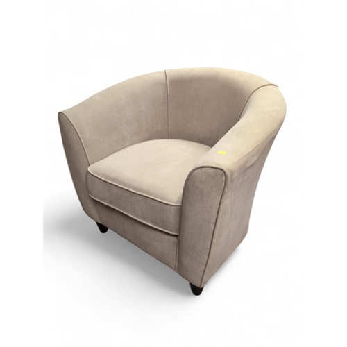 530 - Beige fabric tub chair. W84cm