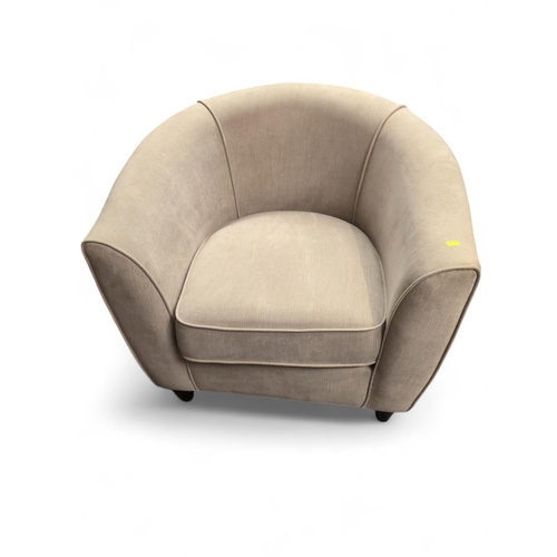 530 - Beige fabric tub chair. W84cm