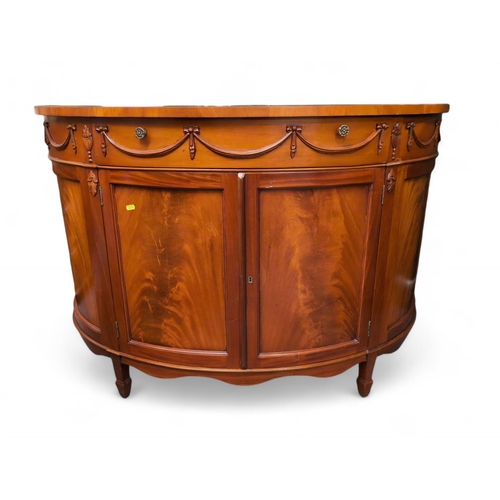 533 - Regency style demilune sideboard server, in the style of Robert Adams. W130cm D50cm H89cm