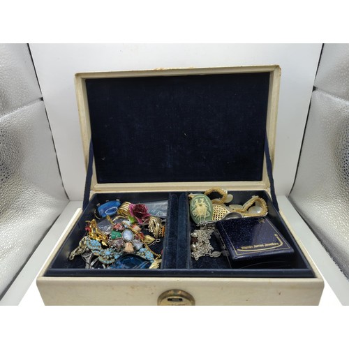 92 - 3 x jewellery boxes with costume jewellery contents + 1 x empty box 