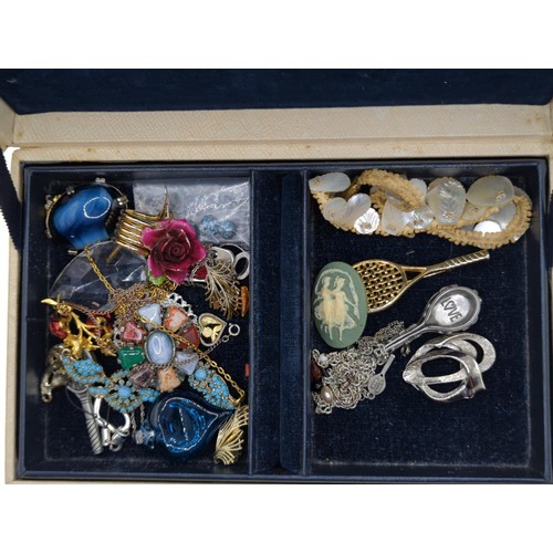 92 - 3 x jewellery boxes with costume jewellery contents + 1 x empty box 