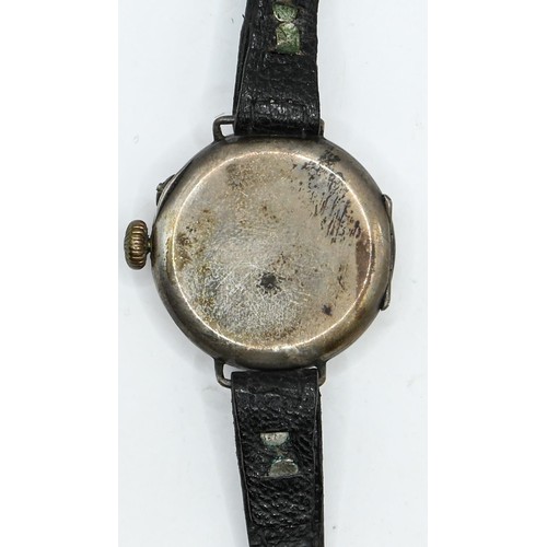 13 - Silver cased watch, the white dial with Roman numerals, London import hallmarks for Stockw... 