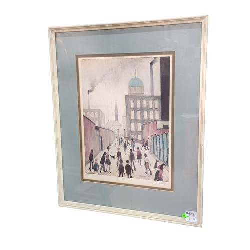 L S Lowry RBA RA (1887-1986) print of 'Mrs Swindells Picture', signed in pencil to margin, KEL blind Stamp, framed 52 x 65cm