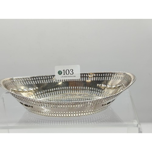 103 - James Deacon & Sons  hall marked Sheffield 1894  oval pierced silver bon bon dish, wt ... 