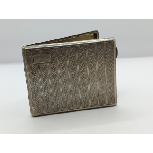 108 - George V silver engine-turned cigarette case, Northern Goldsmiths Co, Birmingham 1931, 10.5x8.2cm, g... 