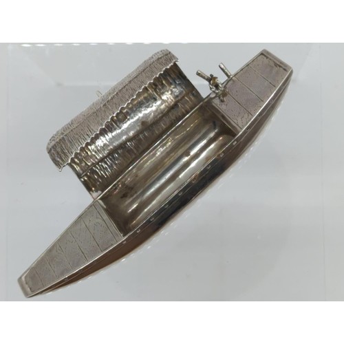 114 - Chinese white metal model of a riverboat, length approximately 105mm, 39 grams