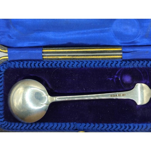 119 - Silver dog-nosed spoon, boxed silver fork & spoon set together with plated sugar nips & af p... 