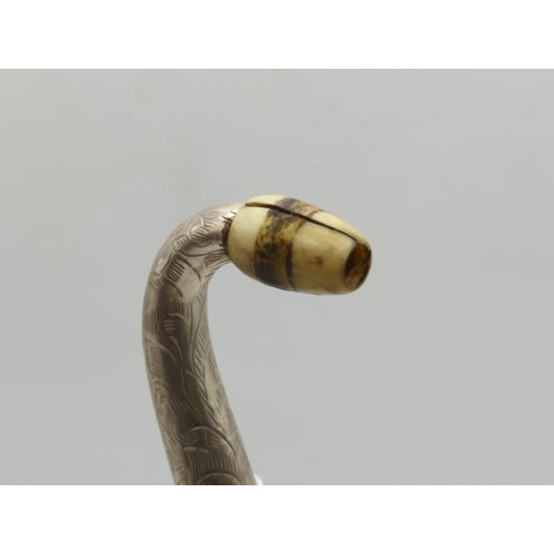 121 - White metal ear horn, retailed by rein & Sons, The Strand, London, total height 19cms 