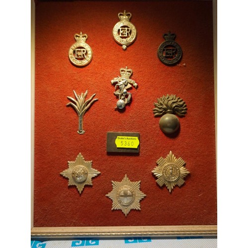 125 - household division cap badges in frame + personal photo album + 2 medals one for excellence + helico... 