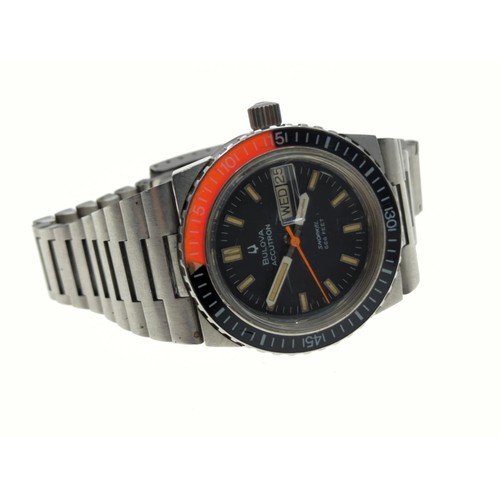 12 - Bulova Accutron Snorkel stainless steel wristwatch, with day/date aperture, case diameter 40mm