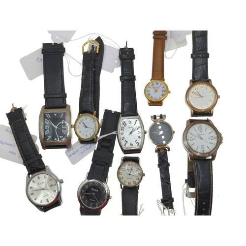 16 - Tray of ten quartz watches, including x2 Citron, Caravelle, Eiger, Bei Nuo, Avon, Reflex and x2 othe... 