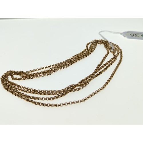 36 - 9ct gold belcher chain, parrot clasp and one link stamped JM 9c, length 1,535mm, 27.68 grams... 