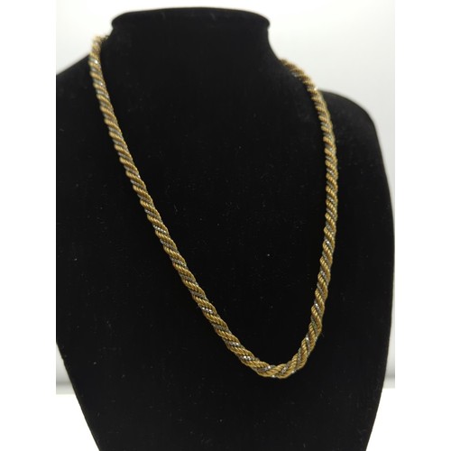 38 - 9ct 2 tone  rope twist chain, length 46.5cms, wt 15.42 gms