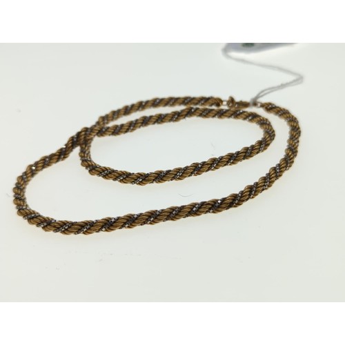 38 - 9ct 2 tone  rope twist chain, length 46.5cms, wt 15.42 gms