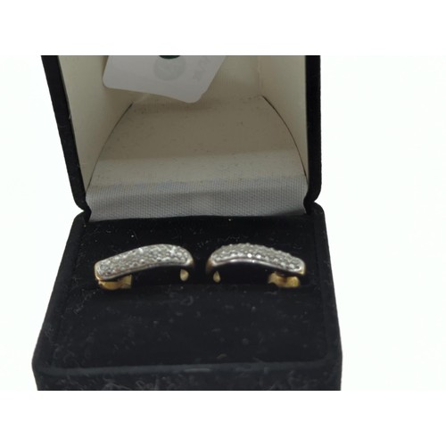 42 - Pair of 9ct gold and pavé-set diamond earrings, length 17mm, gross weight 2.28 grams