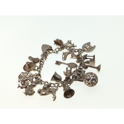 59 - Silver charm bracelet, wt 47gms