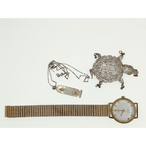 64 - Assorted silver & white metal jewellery, gross wt 260gms inc rose quartz plus Rotary wrist watch... 