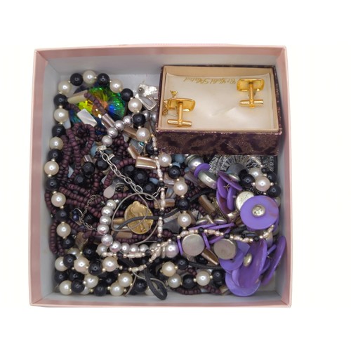 84 - 2 x boxes of costume jewellery Inc bracelets, necklaces, cufflinks, tie pins Etc. 