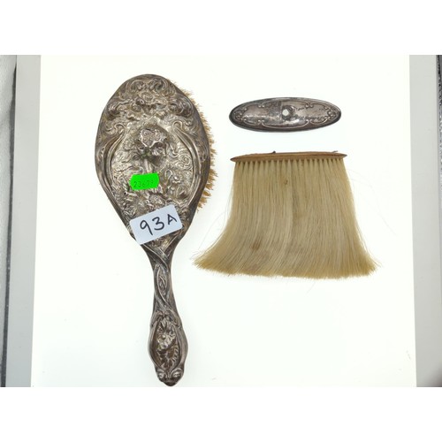 93A - Birmingham hallmarked silver backed hair brush and crumb brush