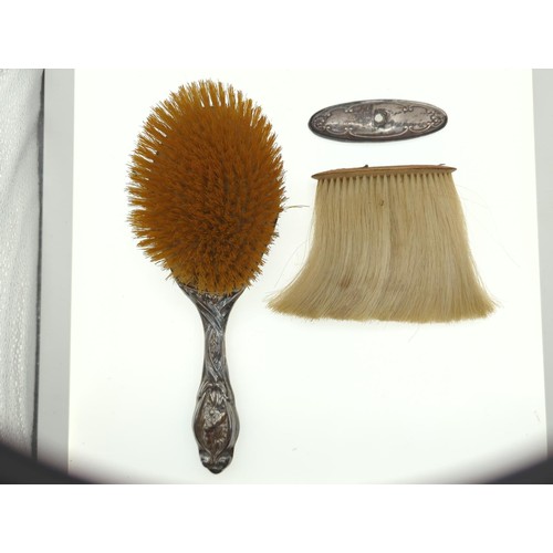 93A - Birmingham hallmarked silver backed hair brush and crumb brush