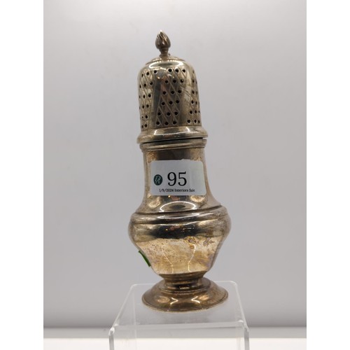 95 - Silver sugar shaker, J B Chatterley & Sons Ltd, Birmingham 1963, height 17cm. 65.5 grams... 