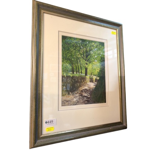 449 - John Philpotts framed acrylic, Sunlight Lane  39 x 46 cms