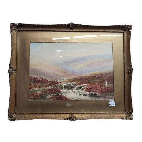 459 - Herbert William Hicks original artwork of a moorland scene, 71 x 56 cms