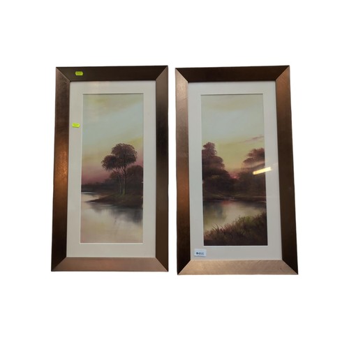 466 - Pair of woodland river scenes lithographs,each 39 x 69 cms