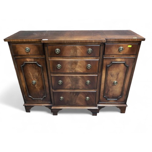 543 - A breakfront mahogany sideboard, of small proportions, made by Bevan Funnell. W105cm D36cm H76cm