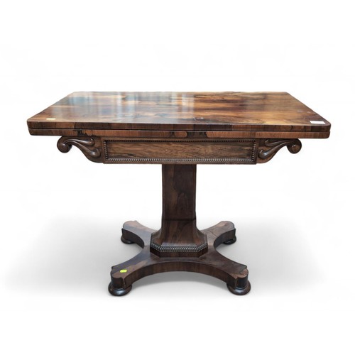 567 - C19 rosewood games table. W89cm D46cm H75cm