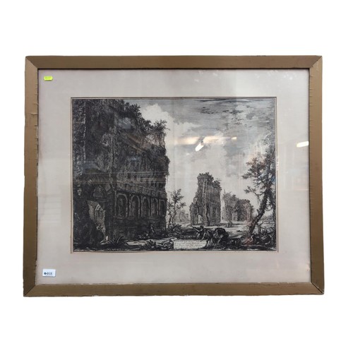 468 - Framed C19 etching of Hadrian's Villa, 91 x 73.5 cms