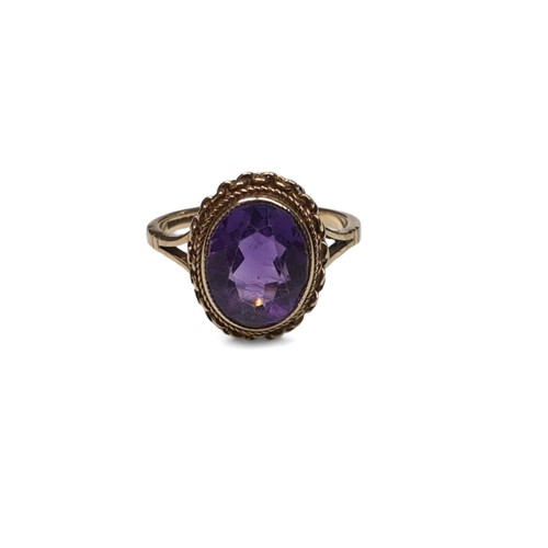 54 - 9ct gold and amethyst ring, Birmingham hallmarks, size O1/2, gross weight 2.9 grams