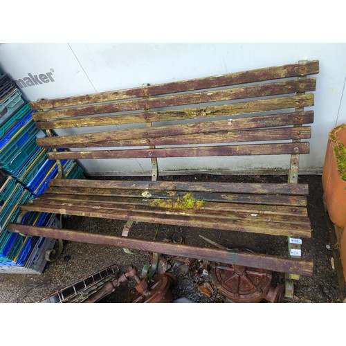 68 - Park style scrolled metal bench. Requires replacement timber. W152cm.