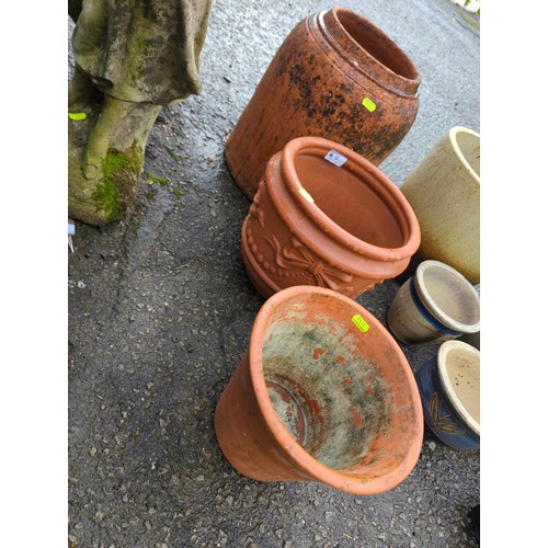 6 - 2 terracotta pots + 1 terracotta rhubarb forcer. Forcer height 35cm.