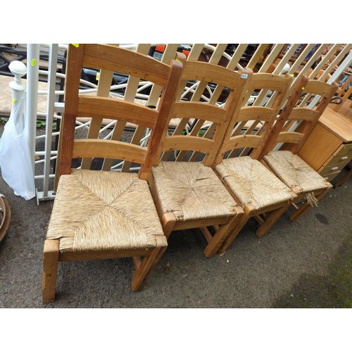 74 - 4 dining chairs with wicker seats. 