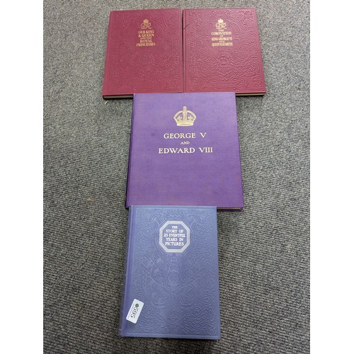 595 - Four hardback British royalty books inc. The Silver Jubilee Book with original cardboard outer boxes... 