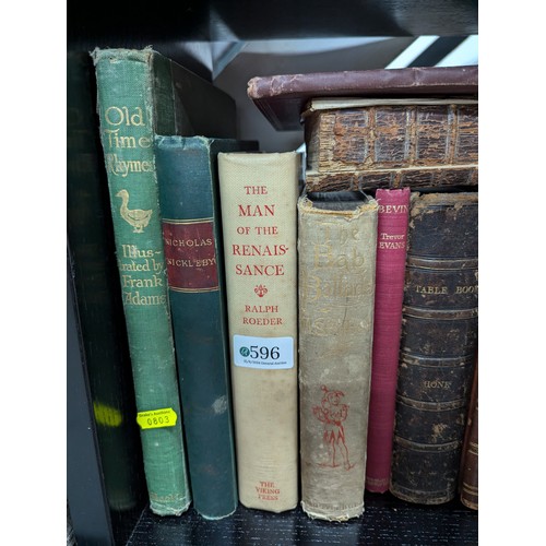 596 - Collection of leather bound and other antiquarian books inc. The Life of Columbus Vol. II, Old Time ... 