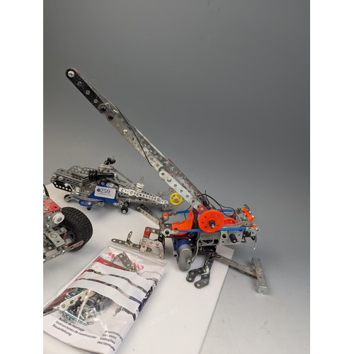 708 - Meccano Maker System helicopter + crane + buggy + some spares + instruction manual. Cannot guarantee... 