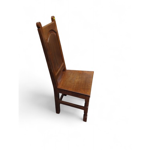 754 - Oak hall chair. W49cm D42cm H111cm.