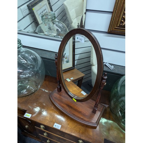 749 - Small dresser top mirror. H48cm