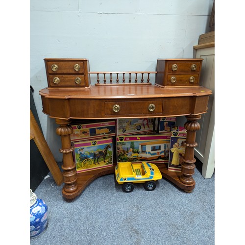 758 - Mahogany console table. 4 upper jewellery drawers over single drawer. W120cm d53cm h91cm