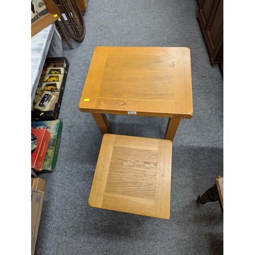 760 - Solid beech nesting tables. Largest w50cm d40cm h50cm